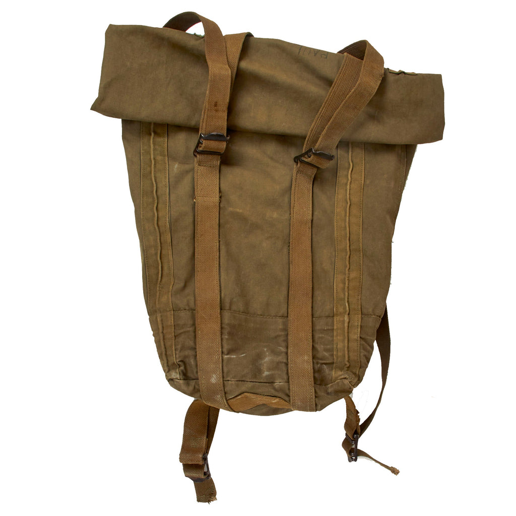 Original U.S. WWII Rare Navy Shore Party “Utah Beach” Medic’s Backpack with Stenciled Name - C.C. Crogan Original Items