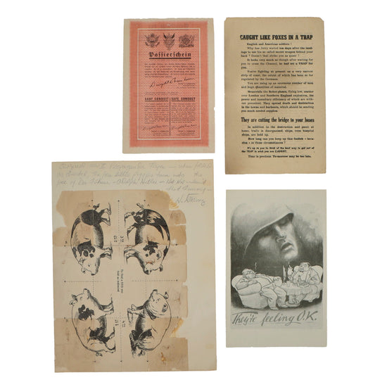 Original U.S. & German WWII Propaganda Leaflet Lot - Lot of Four Original Items