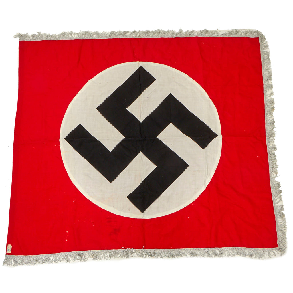 Original German WWII NSDAP Double Sided National Political Fringed Parade Standard Flag with RZM Tag - 46" x 54” Original Items