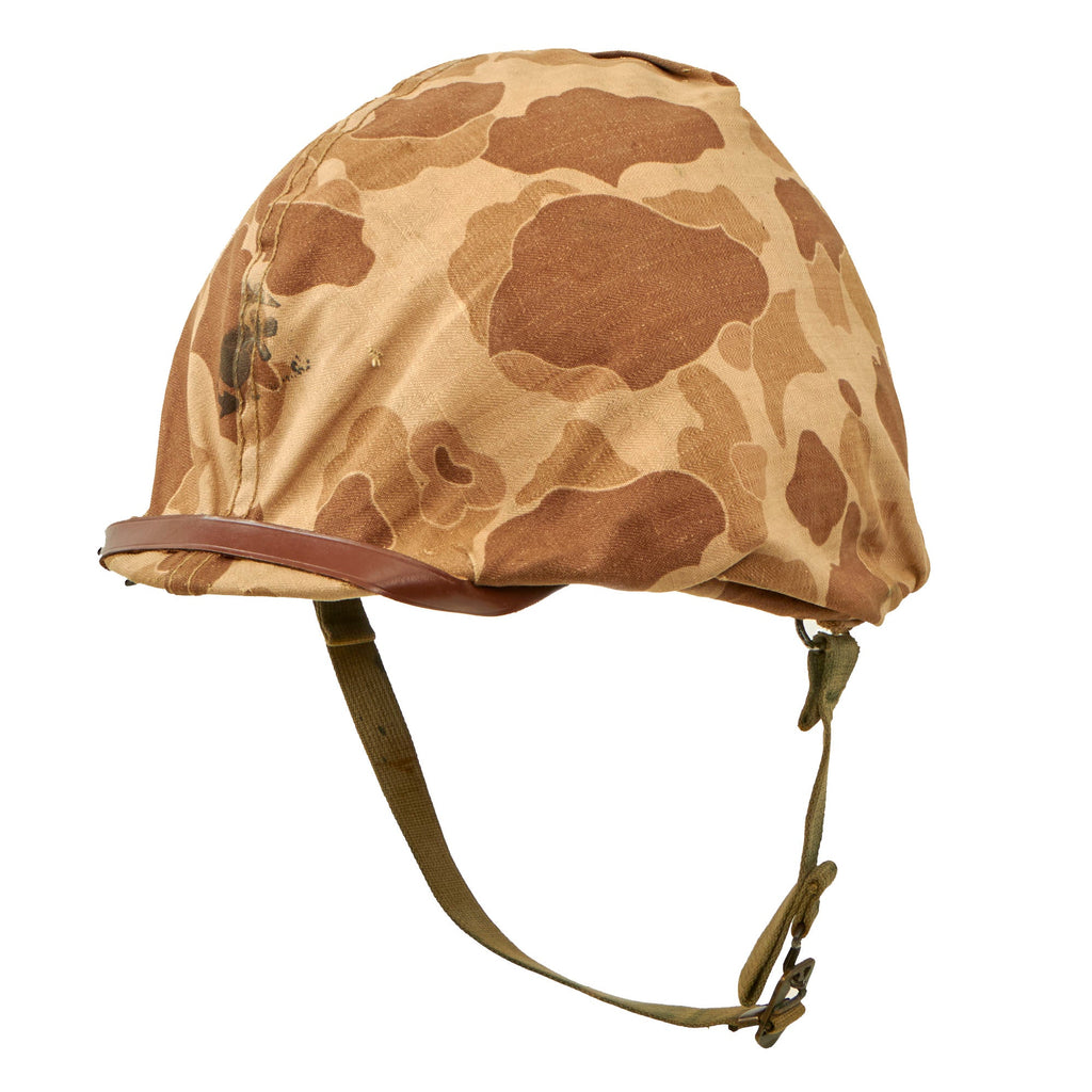 Original U.S. Korean War USMC McCord M1 Helmet with Westinghouse Liner & USMC Cover With Stenciled Eagle, Globe and Anchor Original Items