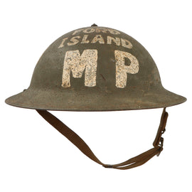 Original U.S. WWII Ford Island Military Police M1917A1 Kelly Helmet with Textured Paint & Liner