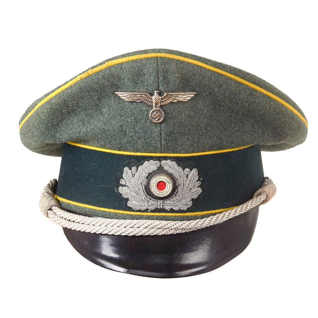 Original German WWII Army Heer Signals Officers Schirmmütze Visor Crush Cap by Beste Deutsche Wertarbeit - Size 57 Original Items