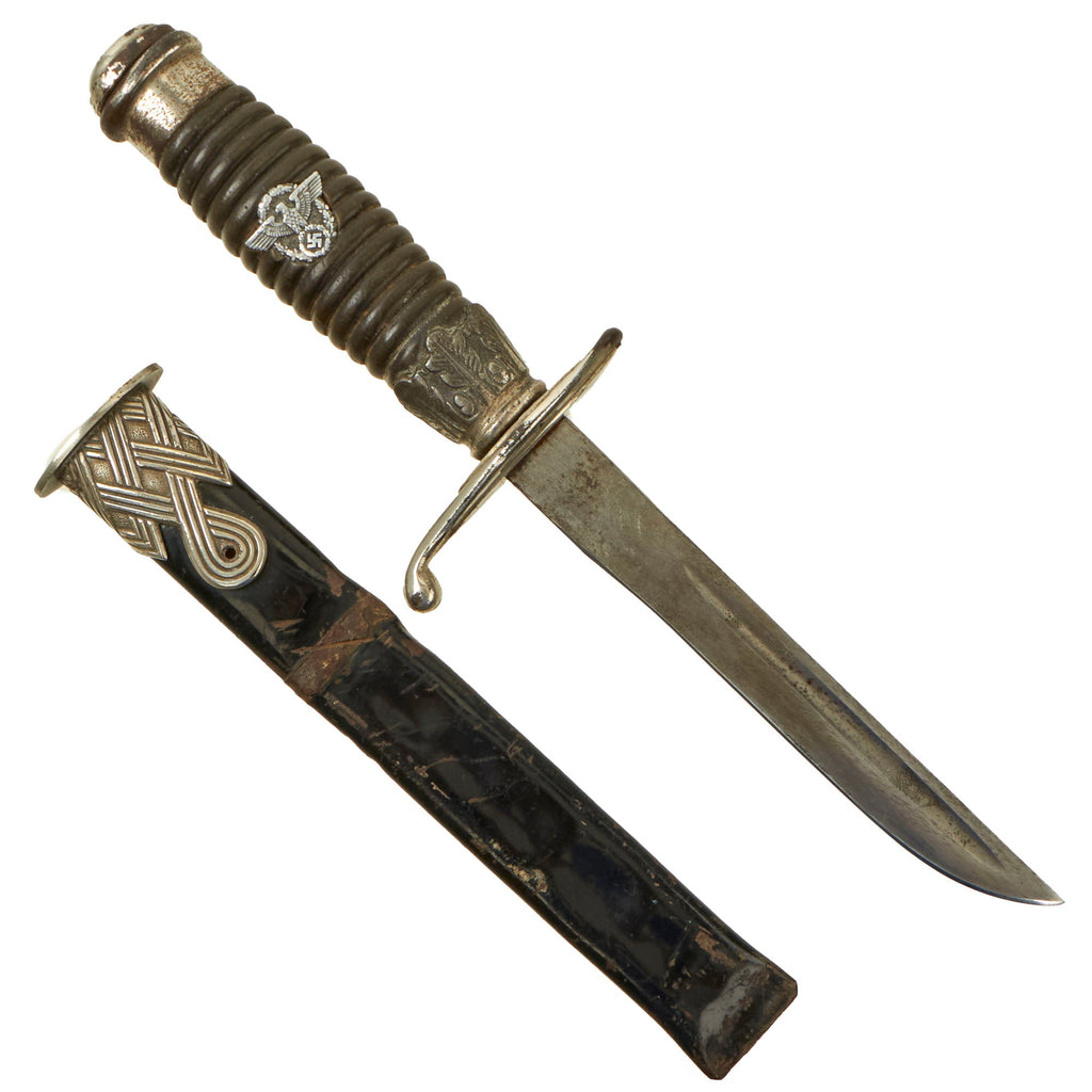Original German WWII Police NCO's Degen Dress Sword Converted to Fighting Knife with Scabbard Original Items