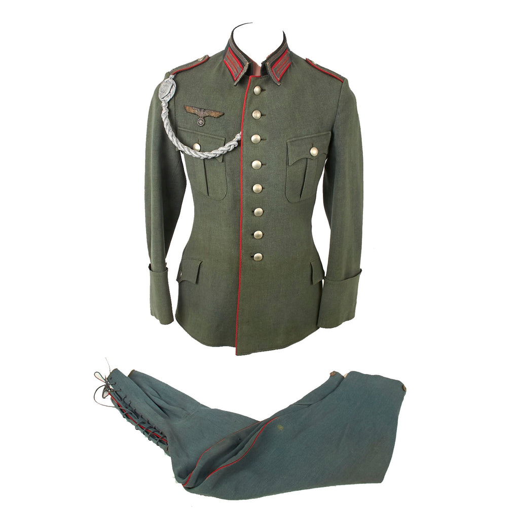 Original German WWII Early Heer Army Artillery Unterfeldwebel NCO M35 Waffenrock Dress Tunic with Breeches and Marksmanship Lanyard Original Items