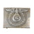 Original German WWII Early SS EM/NCO Nickel Belt Buckle Marked SS 63 RZM with Named Black Leather Belt - Schutzstaffel Original Items