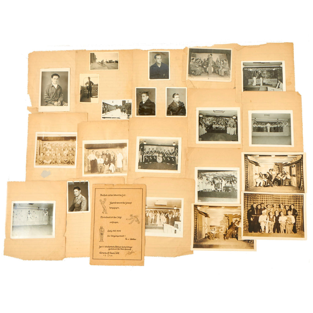 Original German WWII Scrapbook Pages With Pictures from U.S. POW Camp Showing Theater Production - 33 Photos Original Items