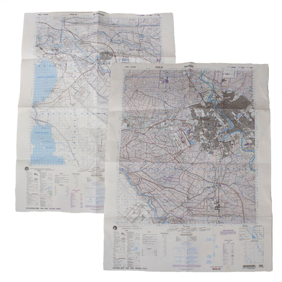Original U.S. GWOT NIMA National Imagery and Mapping Agency Maps of Fallujah and Baghdad - Lot of 2 Original Items
