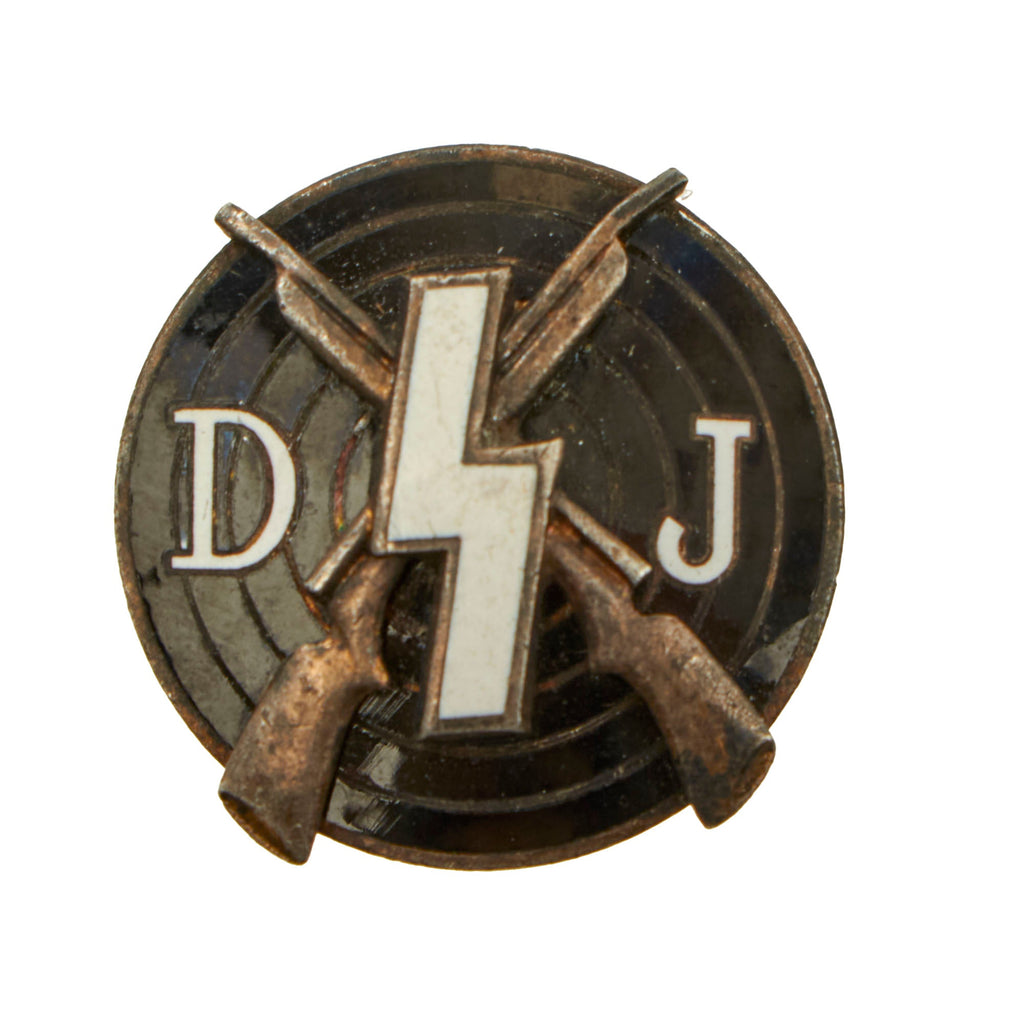 Original German WWII Deutsches Jungvolk DJ Enamel Shooting Award Badge Pin by Fritz Kohm of Pforzheim - RZM M1/66 Original Items