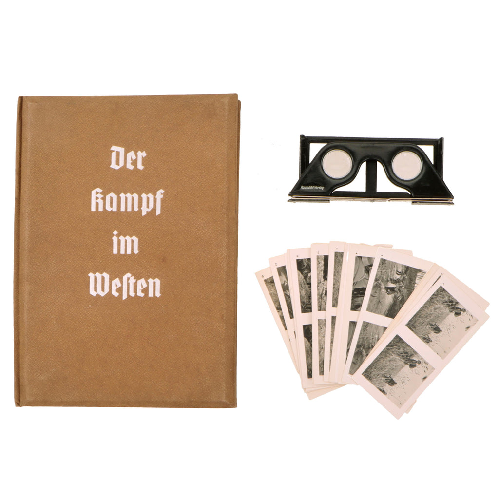 Original German WWII 1940 "Der Kampf im Westen" Raumbild Stereoscopic Book with All 100 Stereo Photographs, Viewer & Instructions