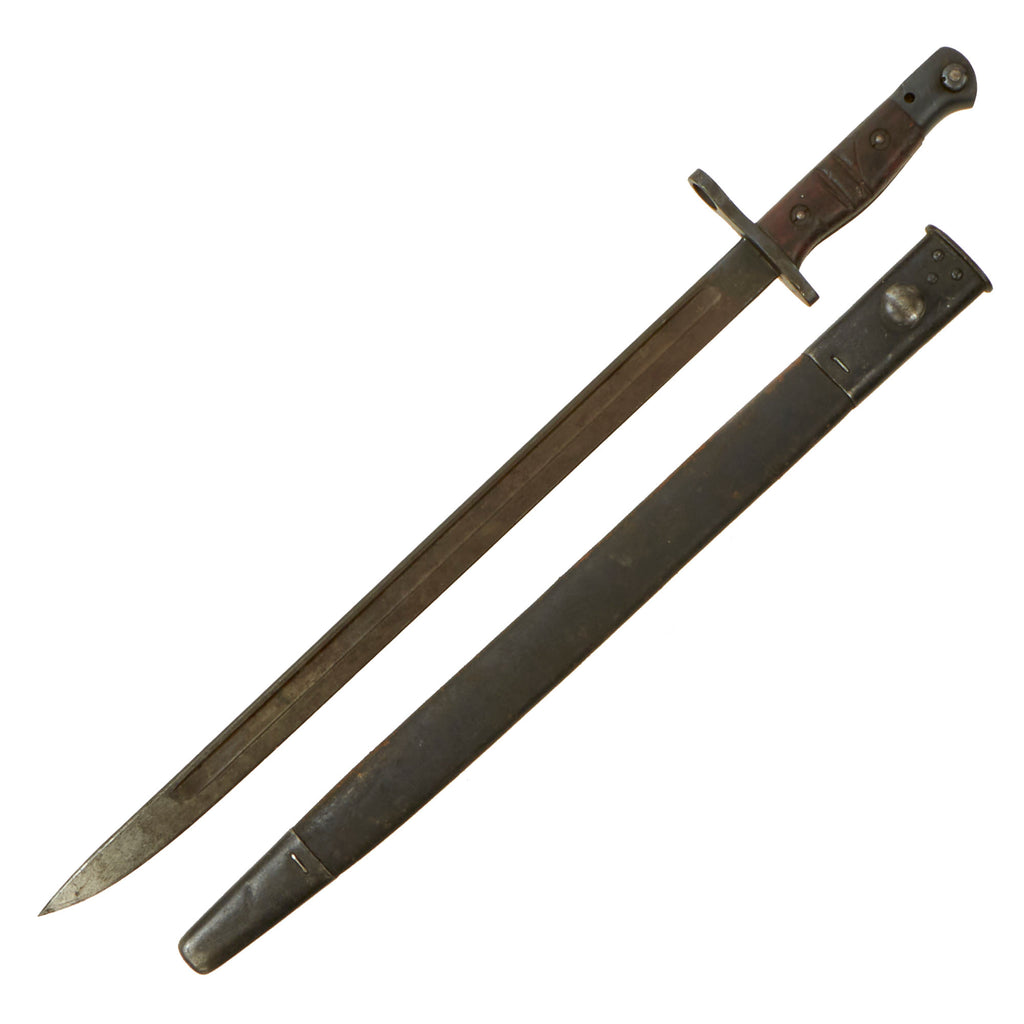 Original U.S. WWI M1917 Enfield Rifle & Trench Gun Bayonet by Remington with British P1907 Bayonet Scabbard - Dated 1917 Original Items