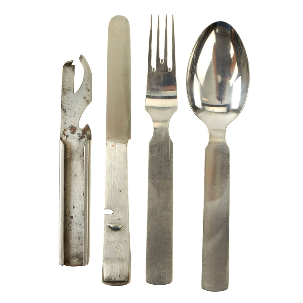Original German WWII Mess Kit Steel Utensil Set by Gustav Auerswald - dated 1942 Original Items