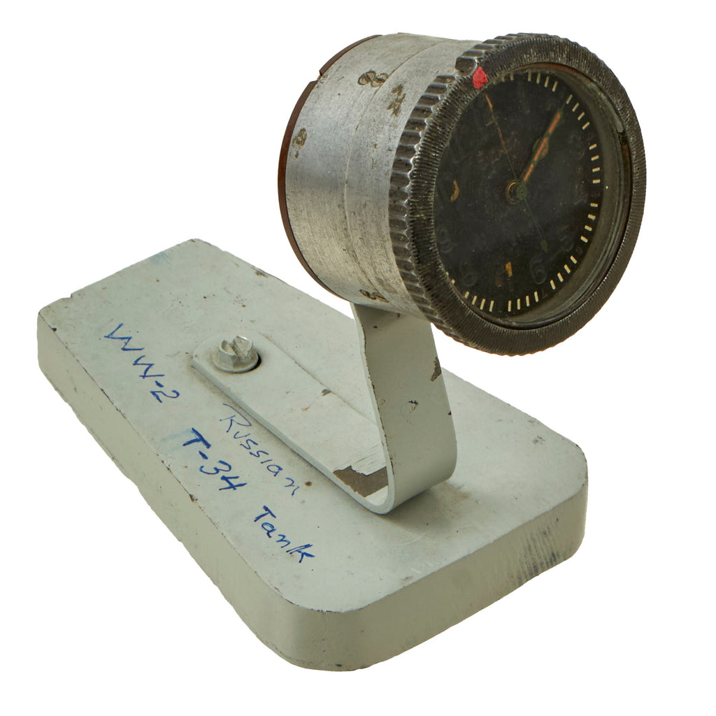 Original Soviet WWII T34 Tank Clock Mounted on Display Board - Functional Original Items