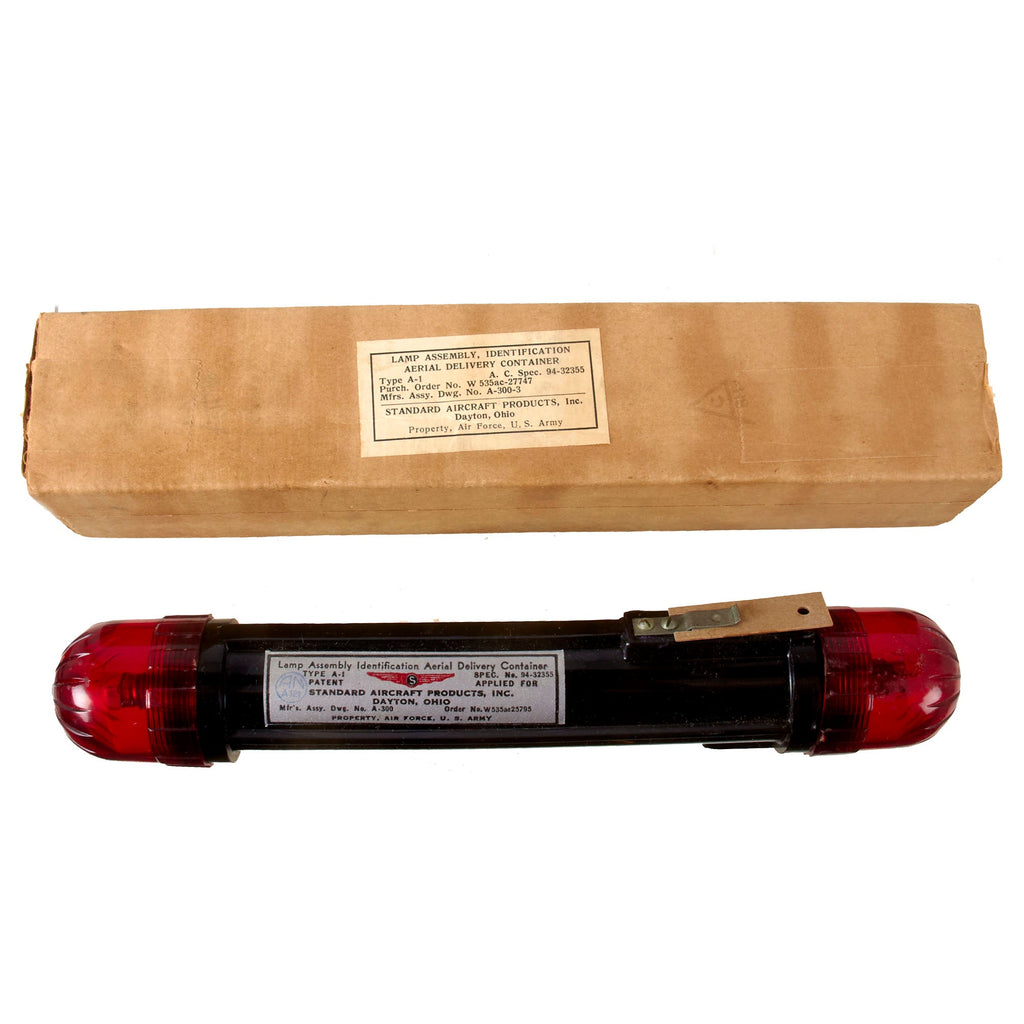 Original U.S. WWII Airborne Aerial Delivery Beacon Lamp in Original Box by Standard Aircraft Products Inc. Original Items