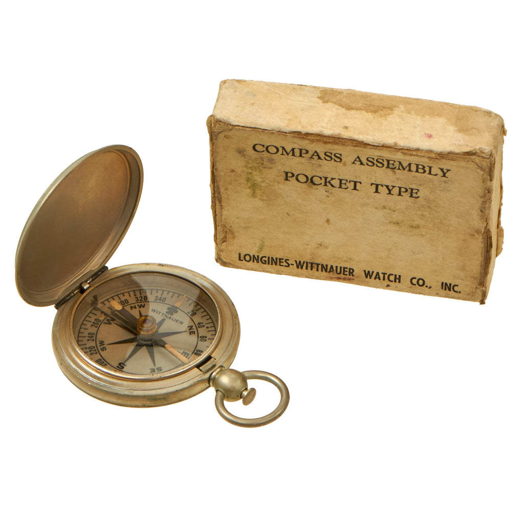 Original U.S. WWII US “Compass Assembly Pocket Type” by Longines-Wittnauer Watch Company With Original Box Original Items