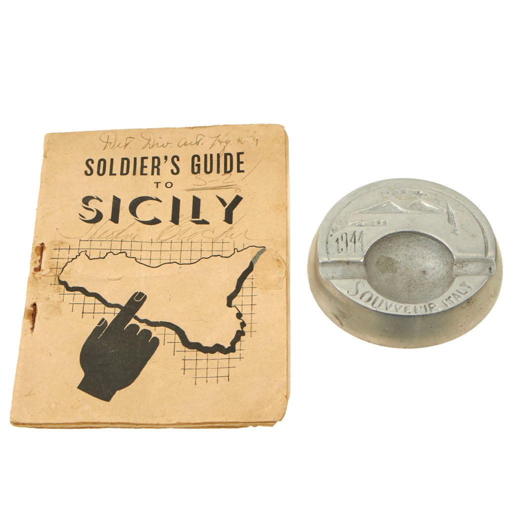 Original U.S. WWII Italy Souvenir Ashtray & Soldier’s Guide to Sicily Original Items