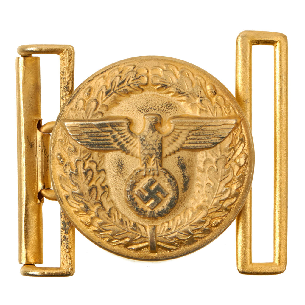 Original German WWII NSDAP Leader Aluminum Belt Buckle with Clasp by Friedrich Linden of Lüdenscheid - RZM M4/24 Original Items