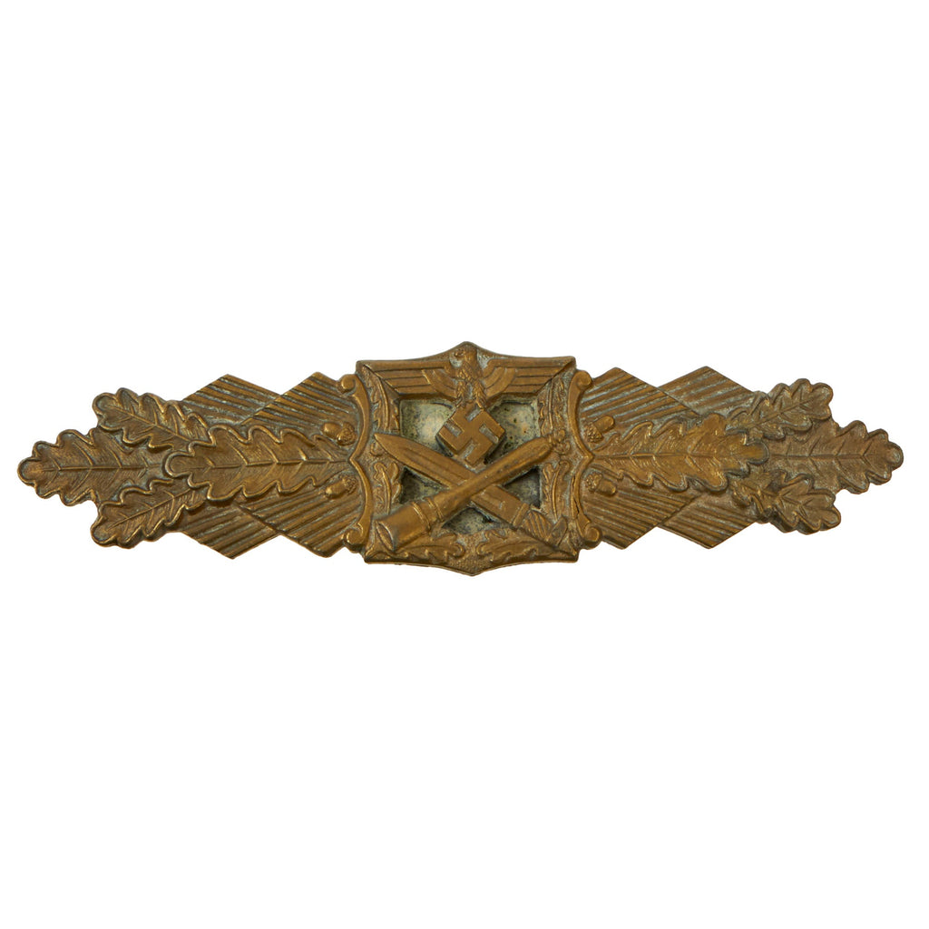 Original German WWII Close Combat Clasp in Bronze with Crimped Edge by Arbeit Gemeinschaft Metal und Kunstoff Original Items