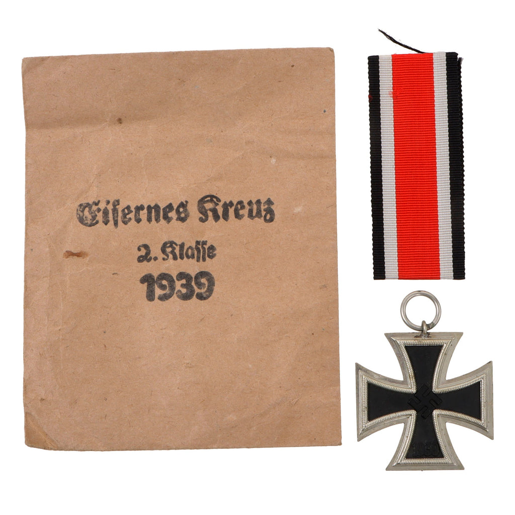 Original German WWII Wehrmacht Iron Cross 2nd Class 1939 by Josef Feix Söhne with Ribbon in Paper Packet Original Items