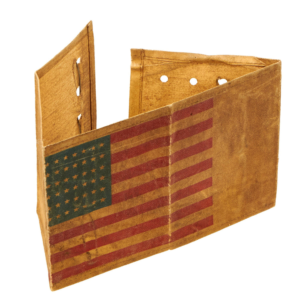 Original U.S. WWII Service Worn Paratrooper D-Day Invasion American Flag Oilcloth Armband with Safety Pins Original Items