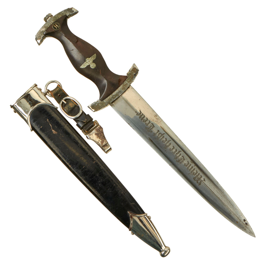 Original German WWII Model 1933 SS Dagger by Lauterjung & Sohn Puma-Werk with Scabbard & Hanger - RZM 1052 / 38 ᛋᛋ Original Items