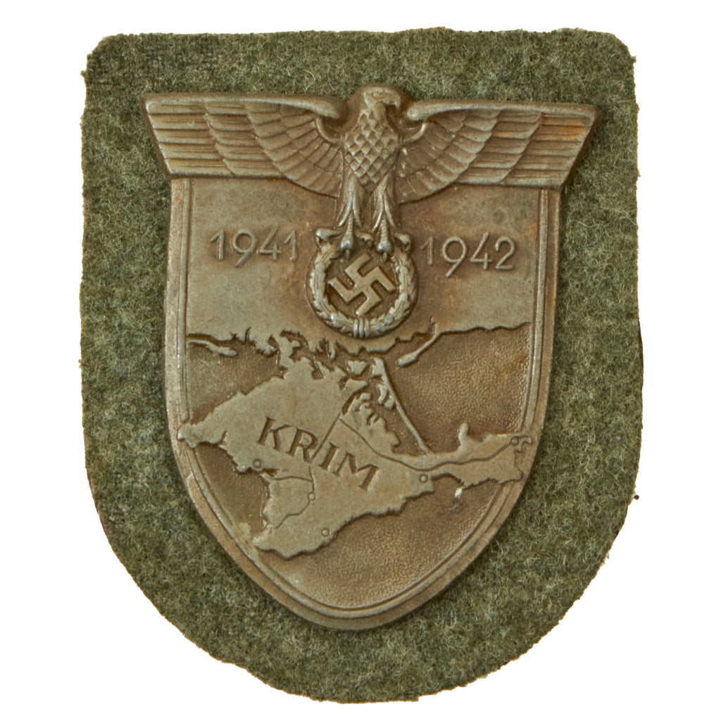 Original German WWII Heer Army Crimea Krim Shield Decoration with Fabric & Paper Backing - Krimschild Original Items
