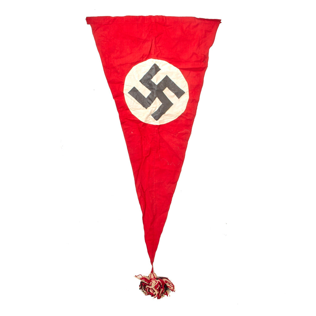 Original German WWII NSDAP Political National Pennant Flag with Tri-Color End Weight Tassel - 20 1/2" x 37" Original Items