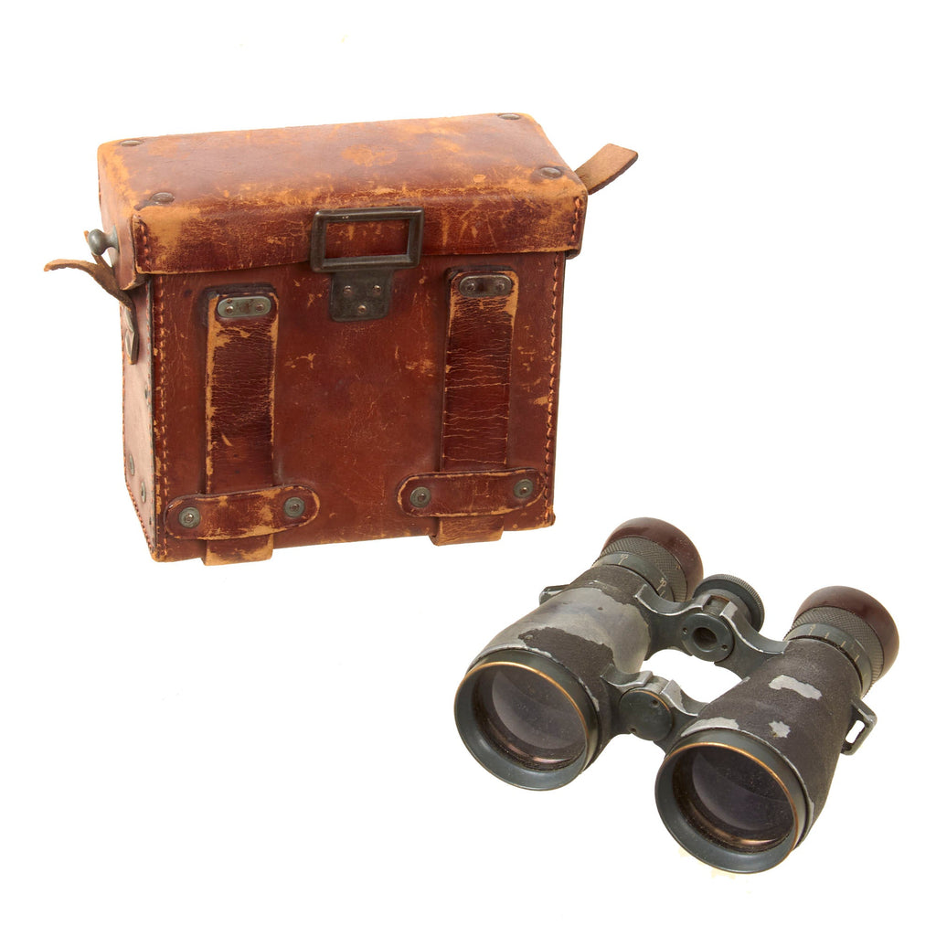 Original Imperial German WWI Fernglas 08 Binoculars by Emil Busch with Leather Case - Dated 1917 Original Items