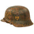 Original German WWII M42 Heer Army Single Decal Camouflage Helmet with 59cm Liner & Chinstrap - stamped ckl66 Original Items