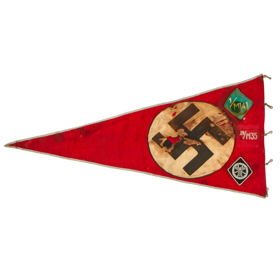 DRAFT Original German WWII NSKK Vehicle Staff Car Pennant Flag with Faux Leather Trim - 6 ⅝" x 12" (Copy) Original Items