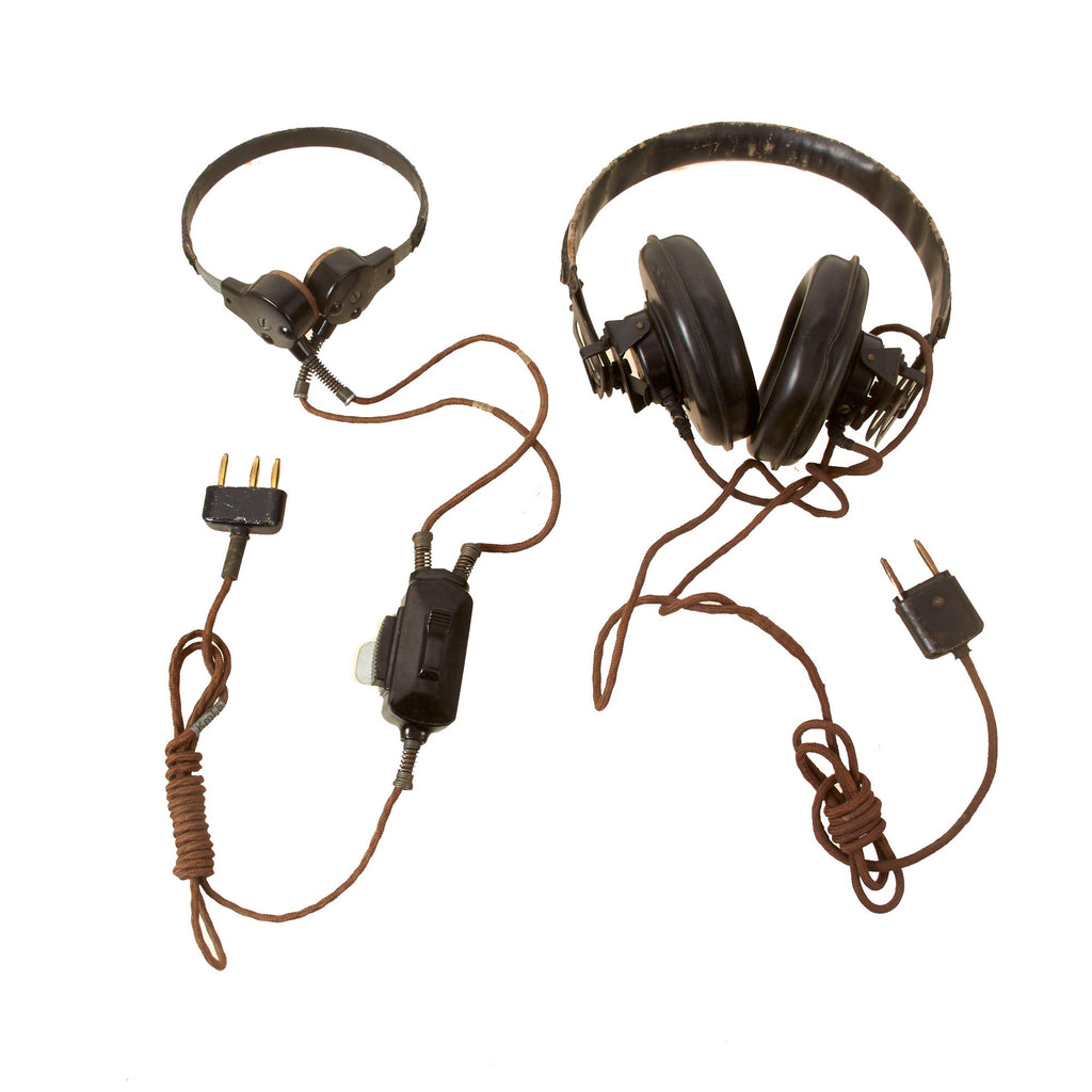 Original German WWII Panzer Armored Vehicle Model B Headset with Throat Mic Original Items