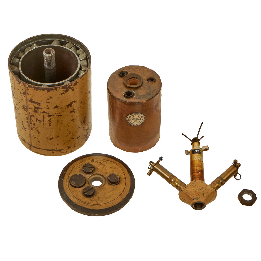 Original WWII German Bouncing Betty S-Mine with Rare Triple Fuse Elbow by Richard Rinker - Dated 1943 & 1942 Original Items