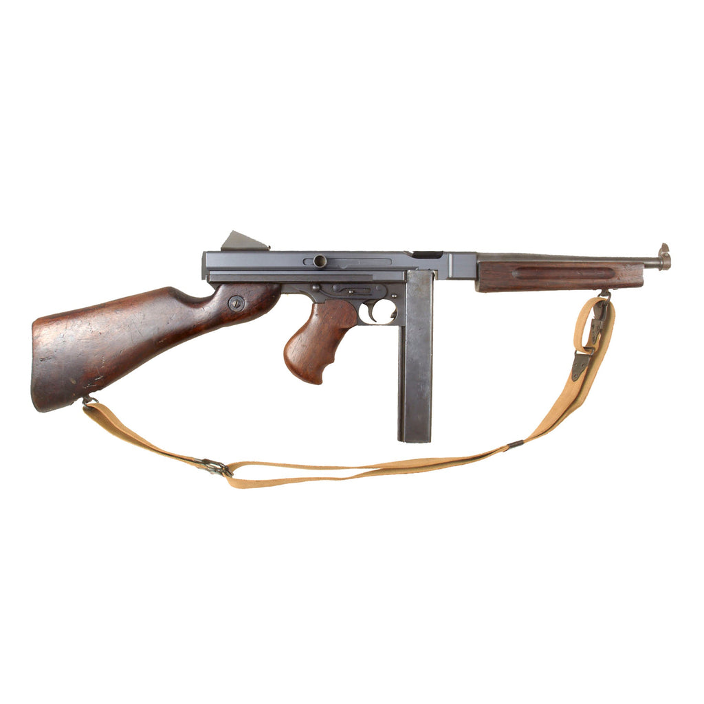 Original U.S. WWII Thompson M1A1 Aluminum Receiver Display Submachine Gun Serial 135560 with Live Barrel, NOBUCKL Kerr Sling, and Magazine Original Items