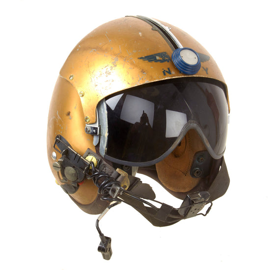 Original U.S. Navy USN Late 1950s APH-5 Flight Helmet With Adjustable Visor by MSA Original Items