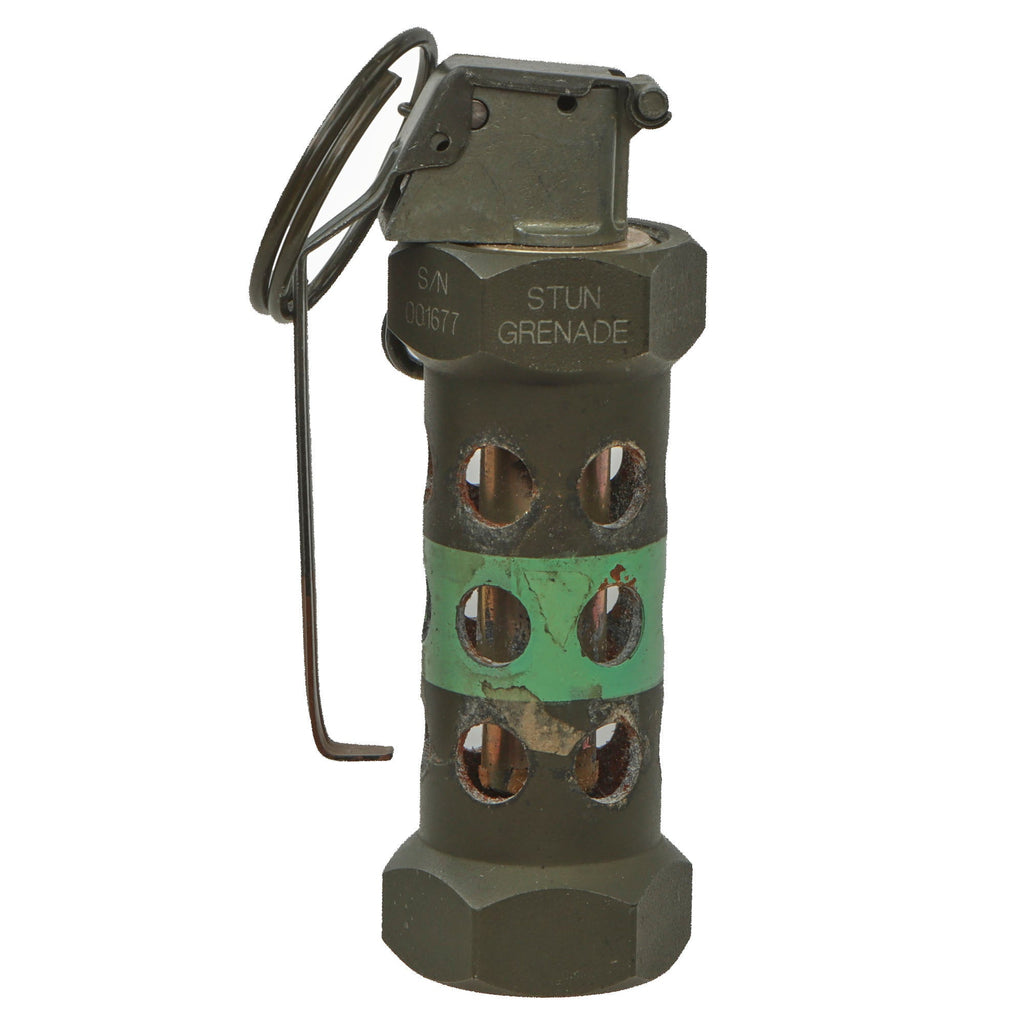 Original U.S. Modern Inert M84 Stun Grenade with Both Primary & Secondary Pull Rings Original Items