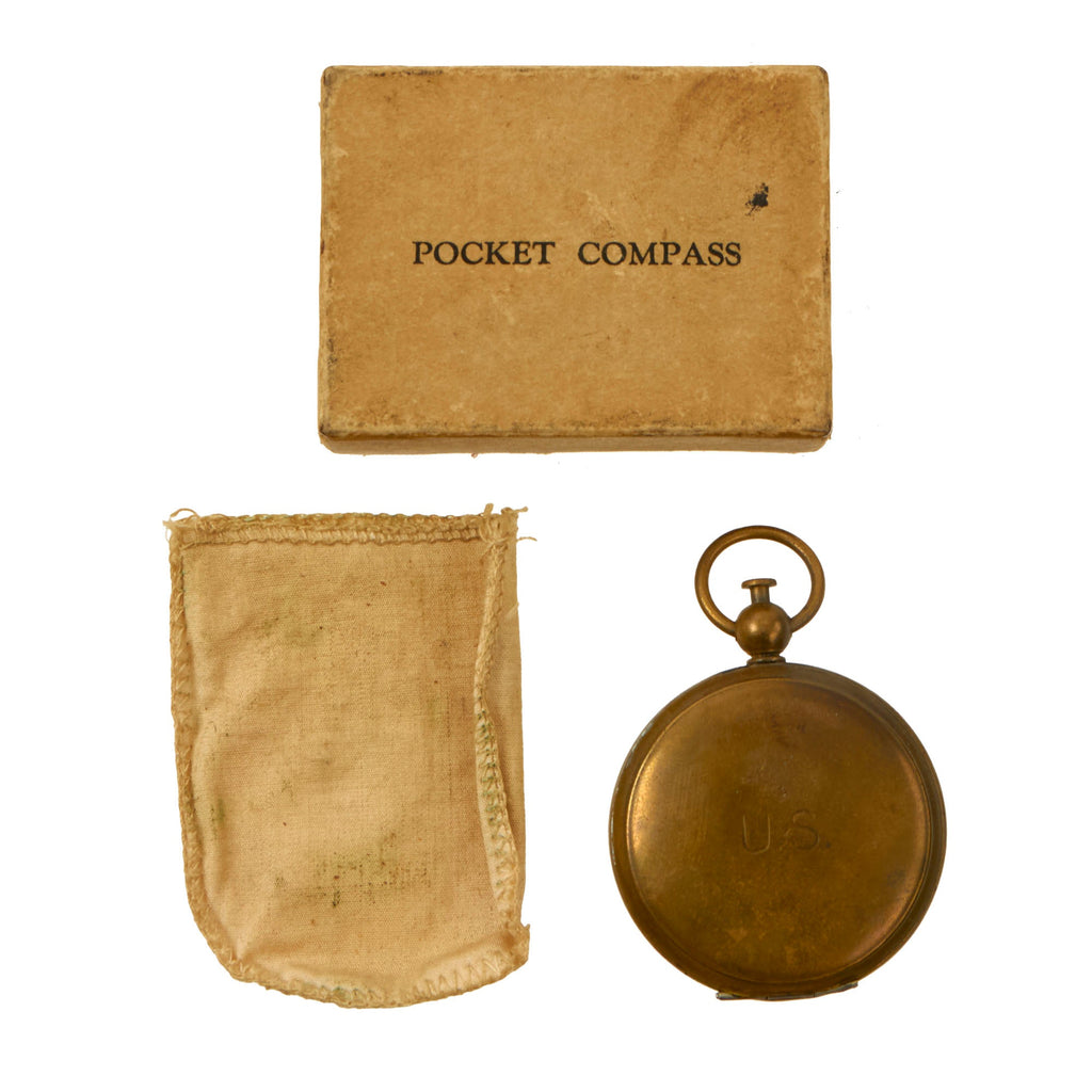 Original U.S. WWII Pocket Compass in Original Box & Sleeve by Wittnauer Original Items