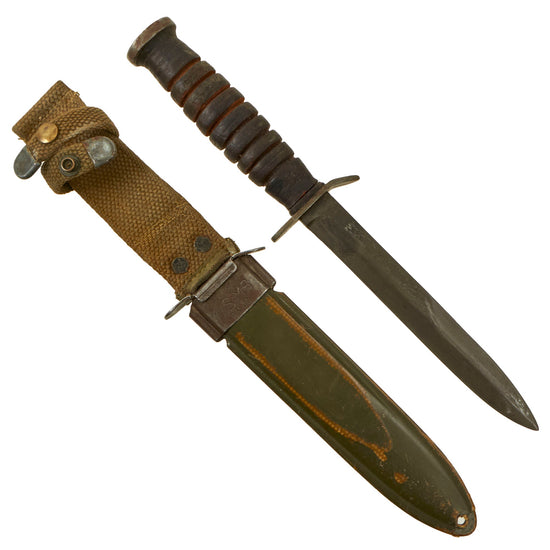 Original U.S. WWII M3 Fighting Knife by Kinfolks, Inc. with M8 Scabbard by B.M. Co. - Scarce Maker Original Items