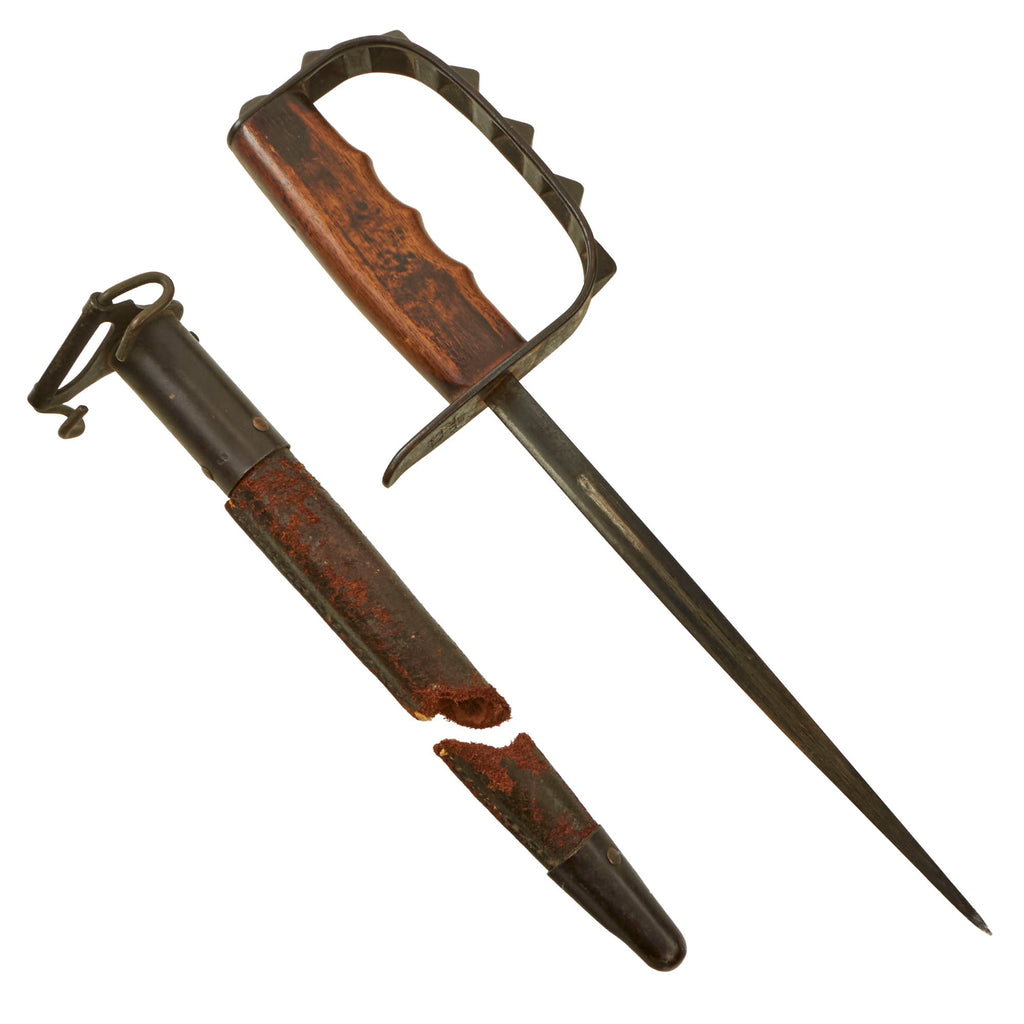 Original U.S. WWI M1917 Knuckle Duster Trench Knife with Original Broken Scabbard Original Items