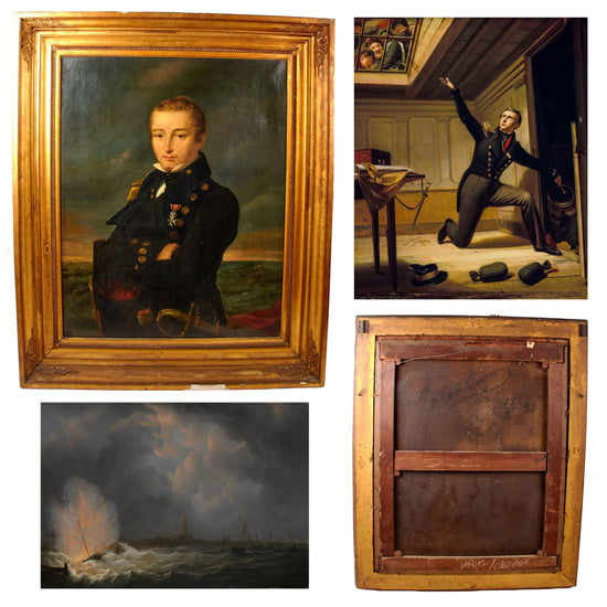 Original Dutch Belgian Revolution Oil Painting Portrait of Public Hero Jan van Speyk in Original Frame - c. 1830 - 37¼ x 44⅝” Original Items