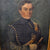 Original British Crimean War Era Framed Portrait of Hussar with Swagger Stick & Pouch Belt by F. Holtmann - Dated 1856 - 28½ x 34” Original Items