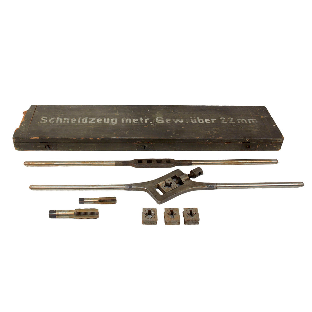 Original German WWII 22mm Tap & Die Set in Original Transit Case by H.F. Schnicke of Chemnitz - Dated 1939 Original Items