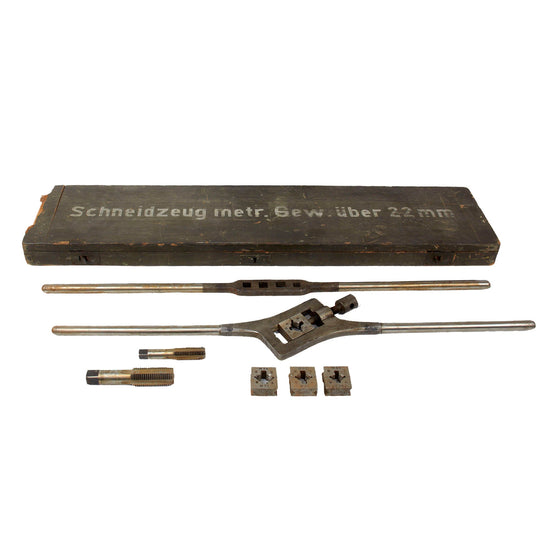 Original German WWII 22mm Tap & Die Set in Original Transit Case by H.F. Schnicke of Chemnitz - Dated 1939 Original Items
