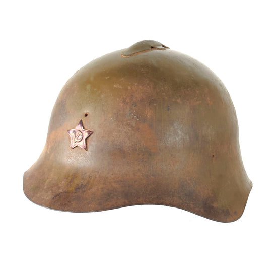 Original WWII Russian M36 Soviet SSh-36 Steel Combat Helmet with Enamel Star Badge Original Items