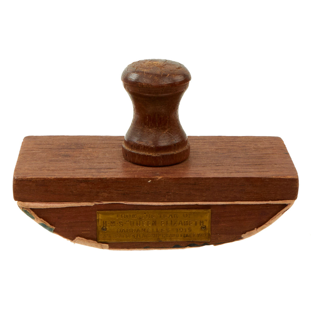 Original British WWI Stamp Made from Teak of HMS Queen Elizabeth - Earl Beatty’s Flagship of Grand Fleet in 1917 Original Items