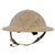 Original British WWII South African Manufactured Desert Tan Brodie MkII Steel Helmet with Drilled Holes for Net & Liner by Jager Rand - Dated 1940