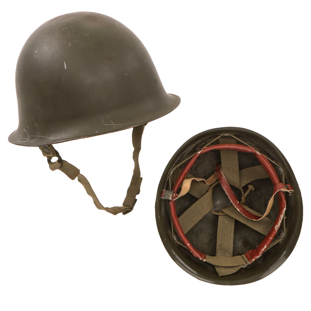Original South African M1963 South African Defense Force Helmet - Full Liner & Chinstrap Original Items