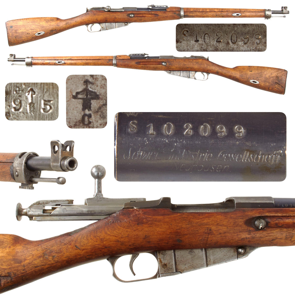 Original Antique Finnish Winter War Model M/28 Mosin-Nagant Rifle Serial S102099 with SIG Barrel - Sestroretsk Receiver Dated 1895 Original Items