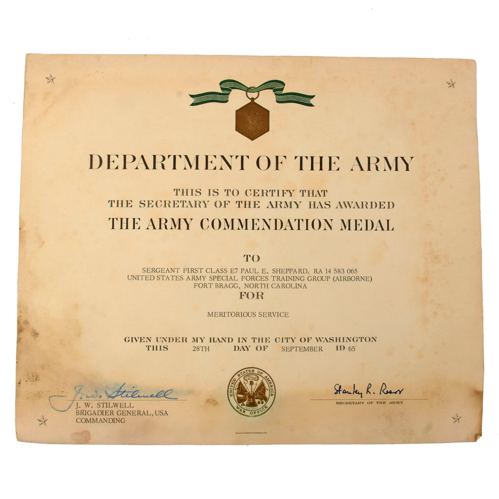 Original U.S. Vietnam War Special Forces MACV SOG Uniform & Certificat ...