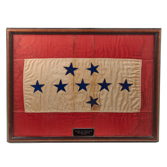 Original U.S. WWI Framed Son in Service Flag for Washington, Missouri with 8 Stars 24 x 30” Original Items
