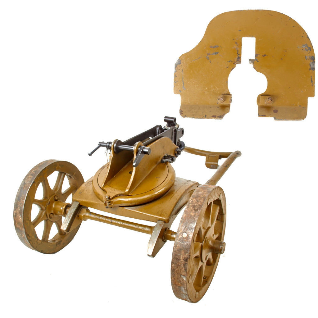 Original Soviet 1910 Maxim Machine Gun Steel Sokolov Wheeled Mount with Armor Shield Original Items