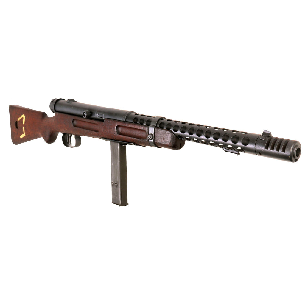 Original WWII Italian Beretta MP38A SMG with Ventilated Barrel Jacket, Bayonet Lug & Display Magazine Original Items